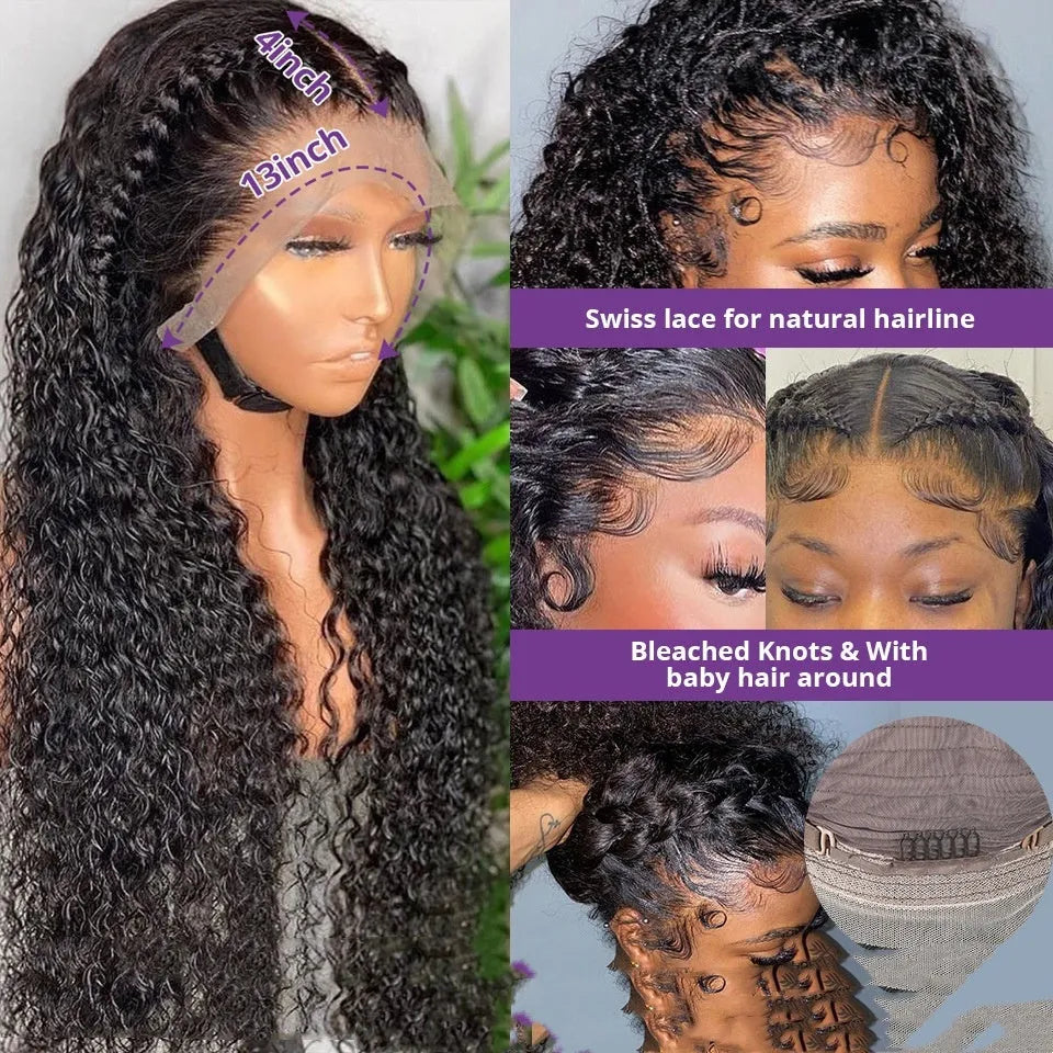 Jerry curly human hair lace front wig in medium length with half lace construction