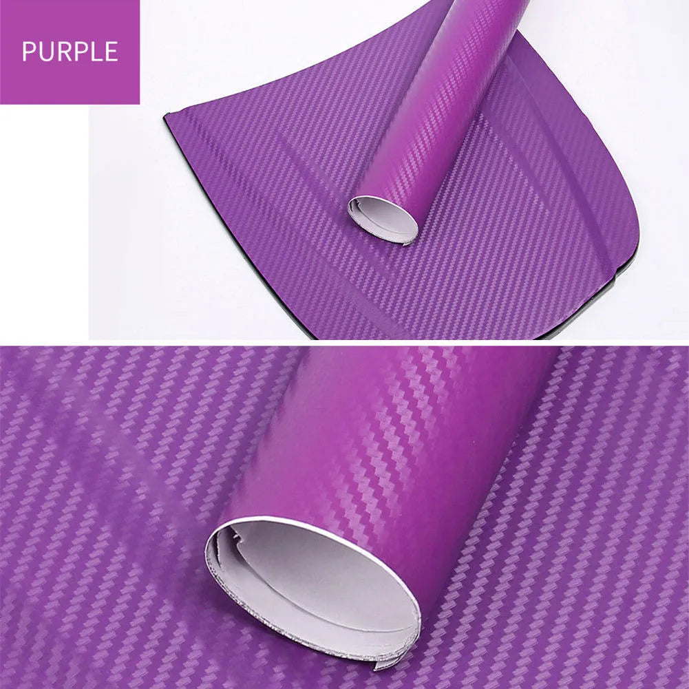 Carbon fibre car sticker roll showing textured pattern in multiple colour options