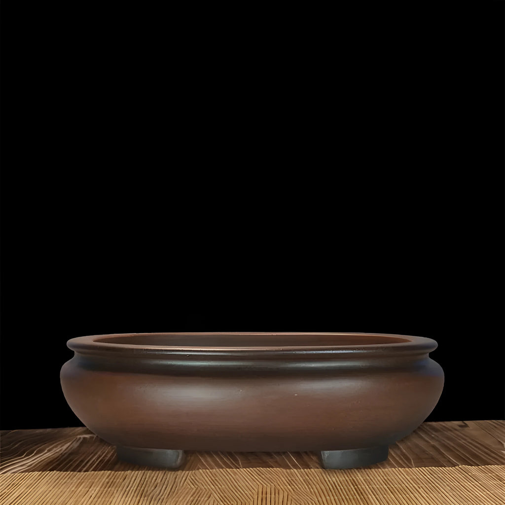Handmade purple sand porcelain flowerpot with classical design for indoor desktop gardening