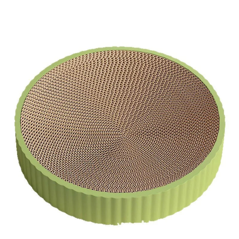 55cm round cat scratching board with replaceable corrugated paper insert in green or white colour