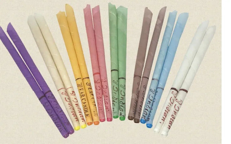 Beeswax scented ear candle sticks in assorted colours for ear therapy and cleaning