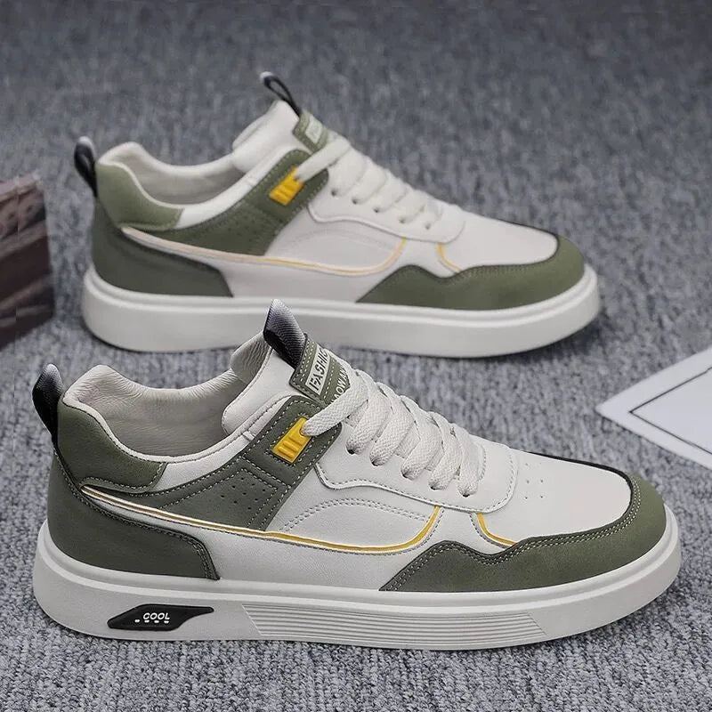 Men's low-top canvas board shoes with mesh lining in black, beige, and grey colours.