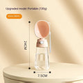 Portable dog water bottle with an attached feeding bowl in yellow, for outdoor travel.
