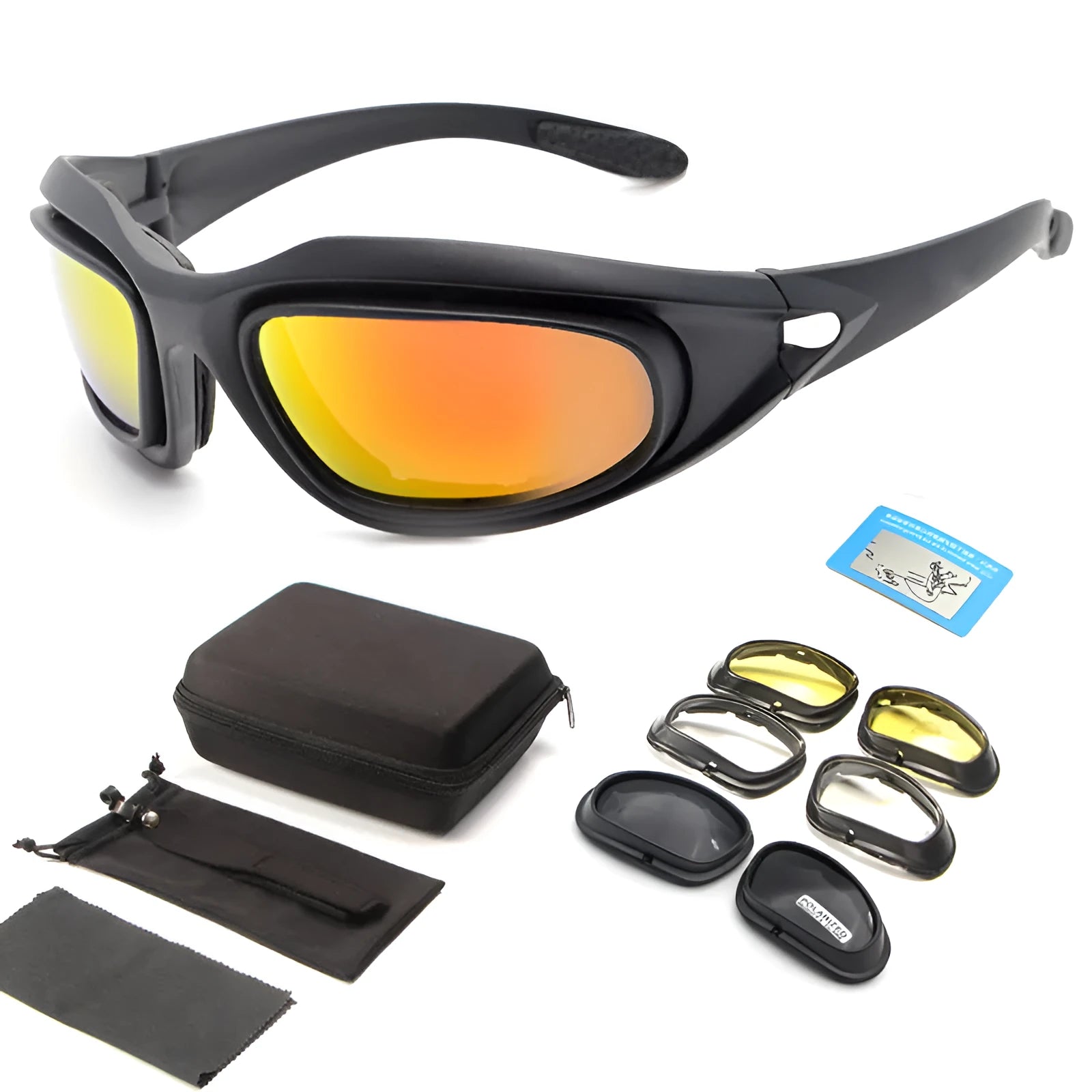 Tactical polarised sunglasses with polycarbonate frame for outdoor cycling