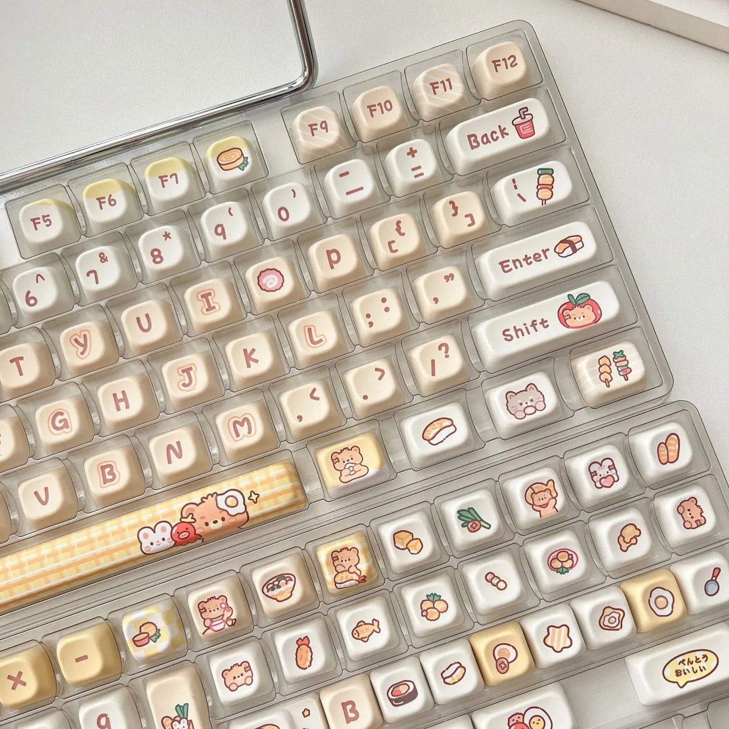 Rabbit Bear Restaurant themed PBT keyboard keycap set with 140 pieces in EOA height profile.