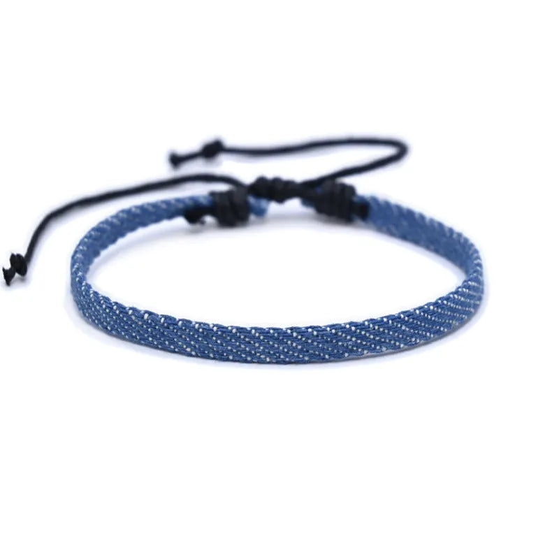 Handmade denim fabric bracelet in multiple colour options for unisex wear