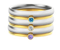 December birthstone titanium steel ring with engraved geometrical design showing superimposed colour combination