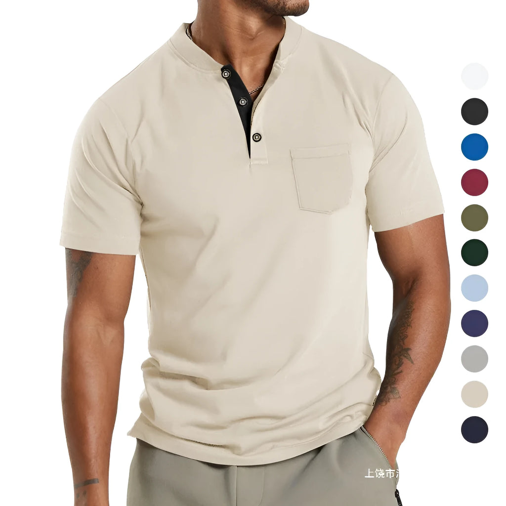 Plus size men's short sleeve button down shirt with chest pocket in multiple colour options