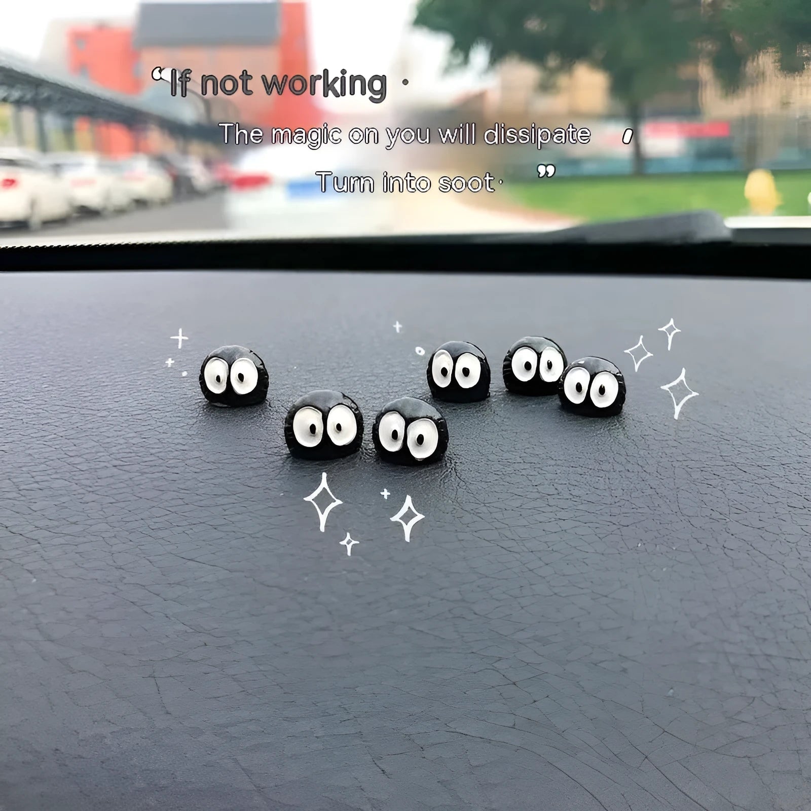 Small black coal cartoon resin decoration for car interiors with traceless glue tape