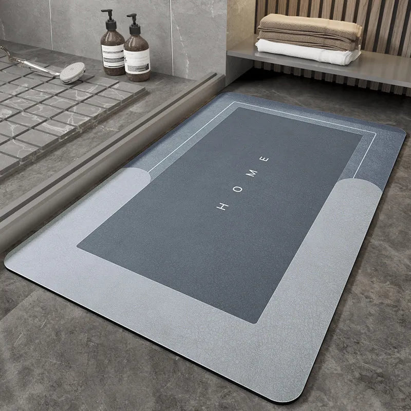 Blended fabric bathroom floor mat in oval and rectangular shapes with Baikal colour options