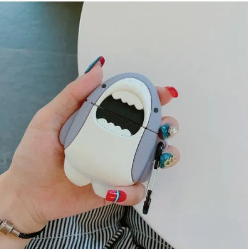 Shark-shaped silicone protective case for Apple AirPods 1 and AirPods 2 wireless earbuds