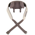 Creamy white rechargeable shoulder and neck massager on a plain background.