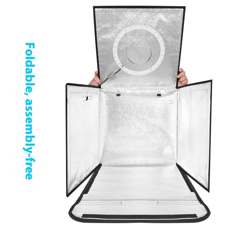 50cm studio light box with metal frame and reflective cloth interior for product photography