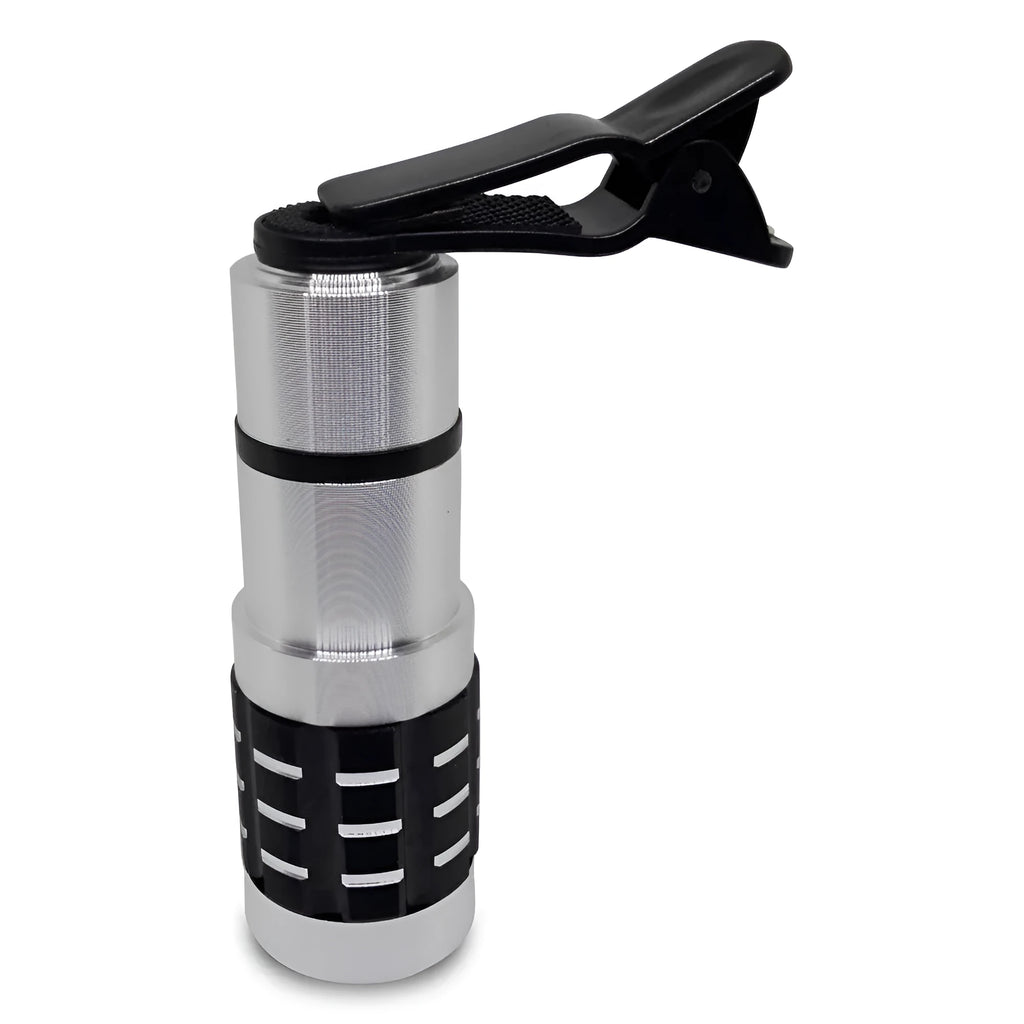 12x telescopic universal smartphone lens with metal collar clip for attachment