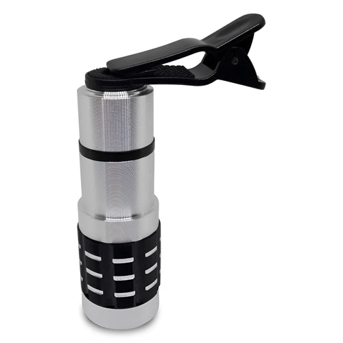 12x telescopic universal smartphone lens with metal collar clip for attachment