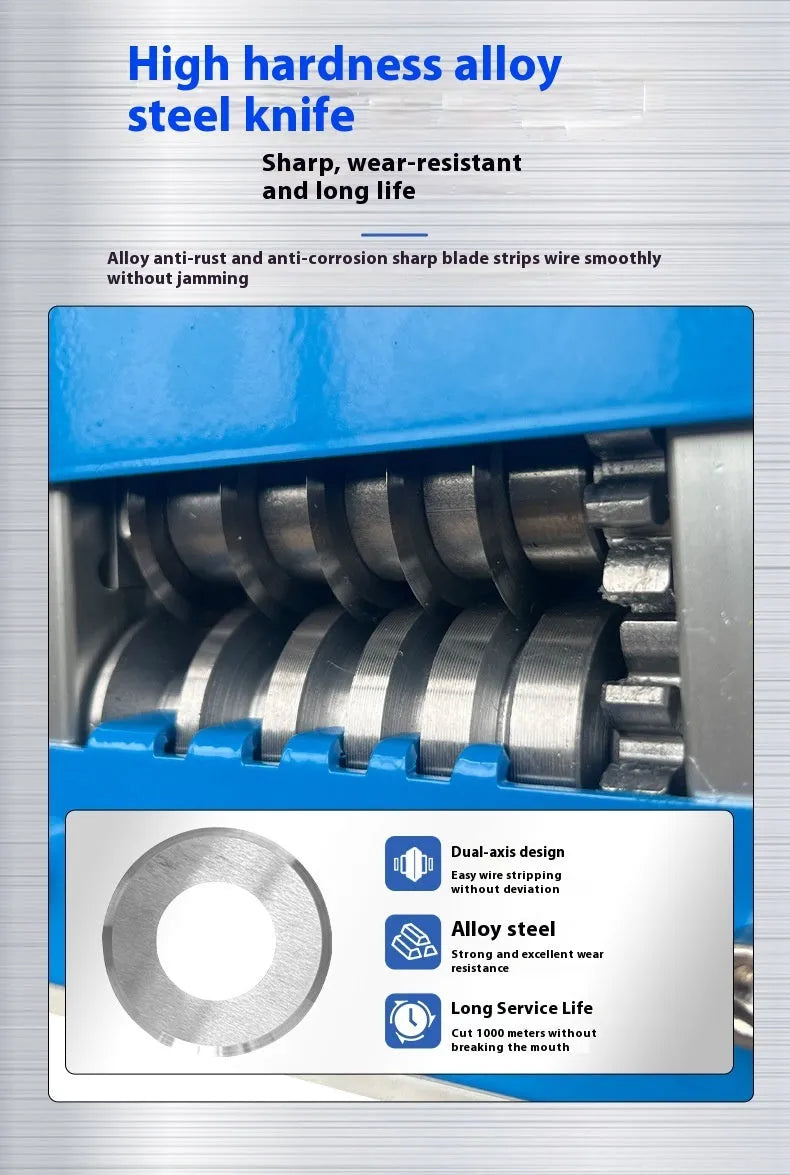 SD-017 manual wire stripping machine for 0.5-17mm diameter wires on a workbench.