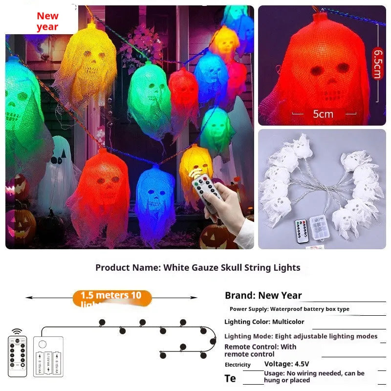 Halloween coloured battery-powered LED string lights for indoor wall decoration