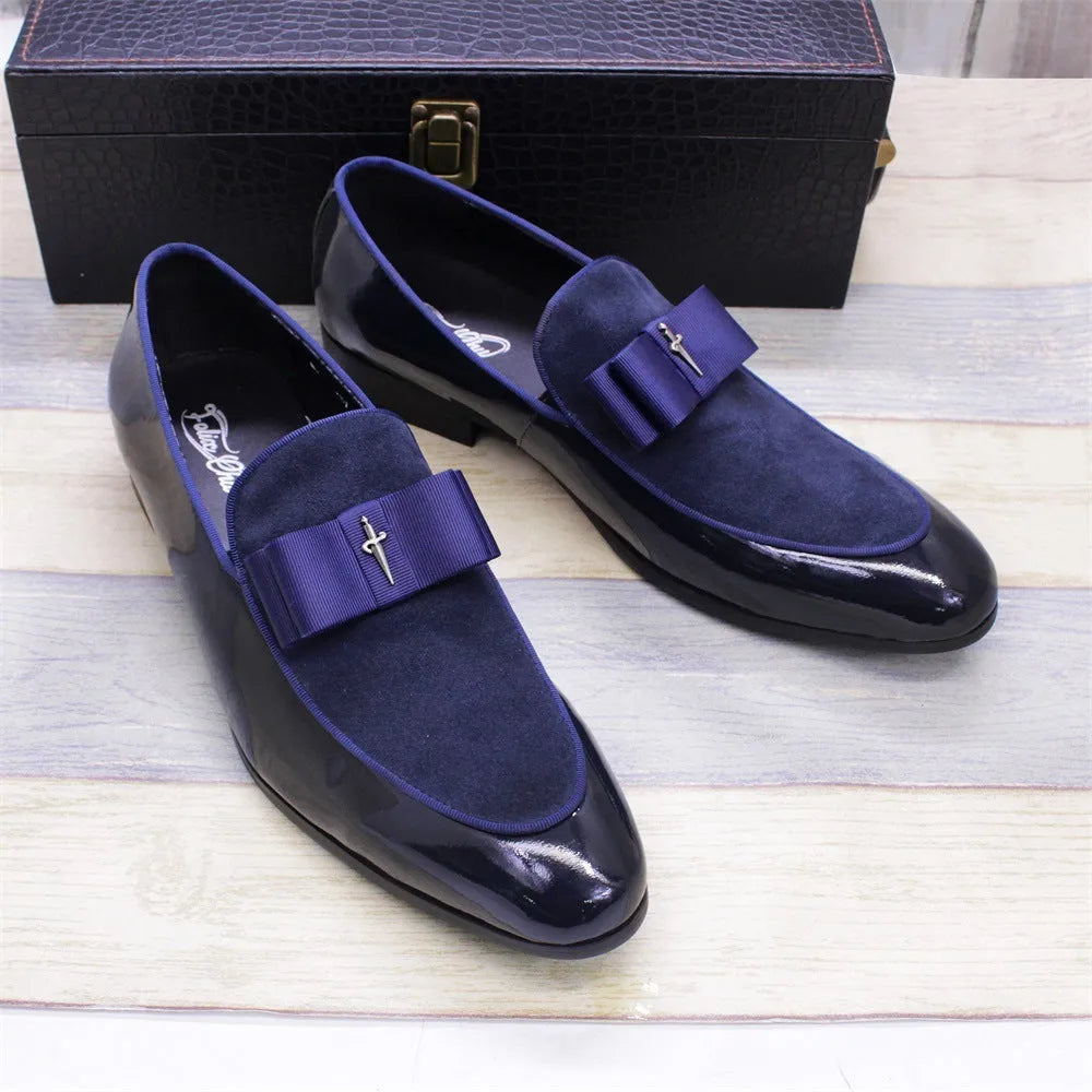 Men's matte patent leather shoes with tassel detail in European style