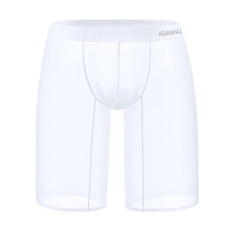 Men's solid colour seamless nylon lounge shorts in black, shown on a model.