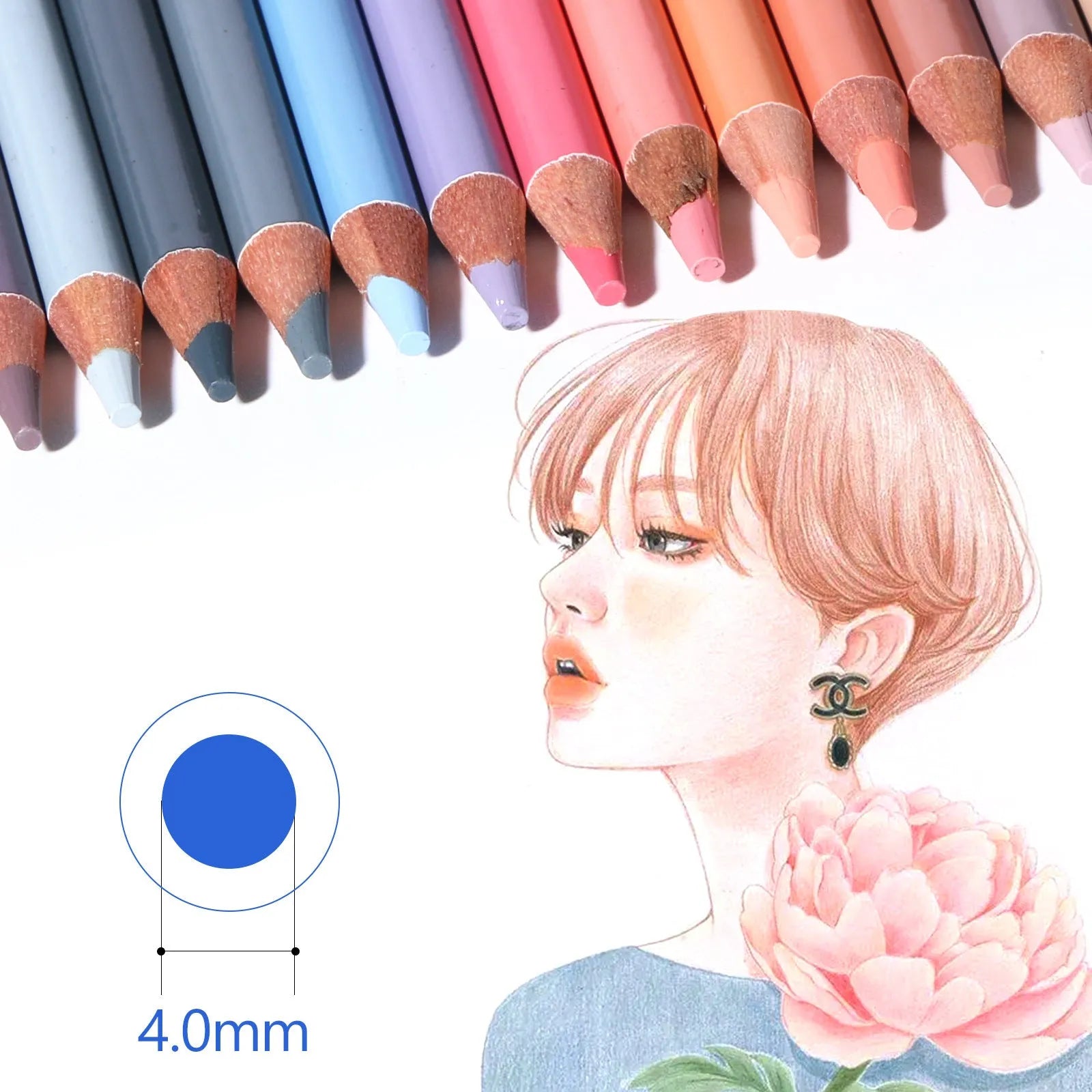 24-colour skin tone pencil set in iron box for portrait drawing artwork