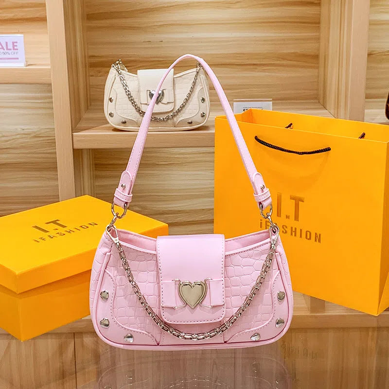 Caring Leisure soft PU leather shoulder crossbody bag in retro European style, 24x7x13cm, available in six colours