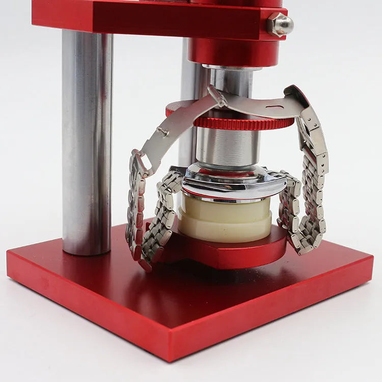 Watch repair spiral presser tool with set of 20 plastic moulds for back cover installation