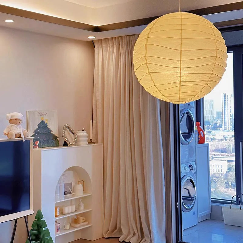 Japanese style rice paper pendant chandelier light fitting for ceiling.