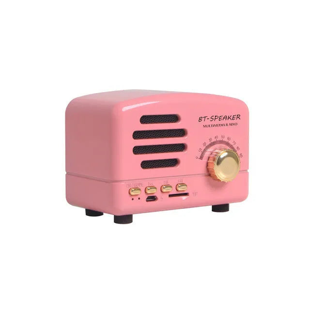 Vintage wood design Bluetooth speaker in compact size with USB charging port