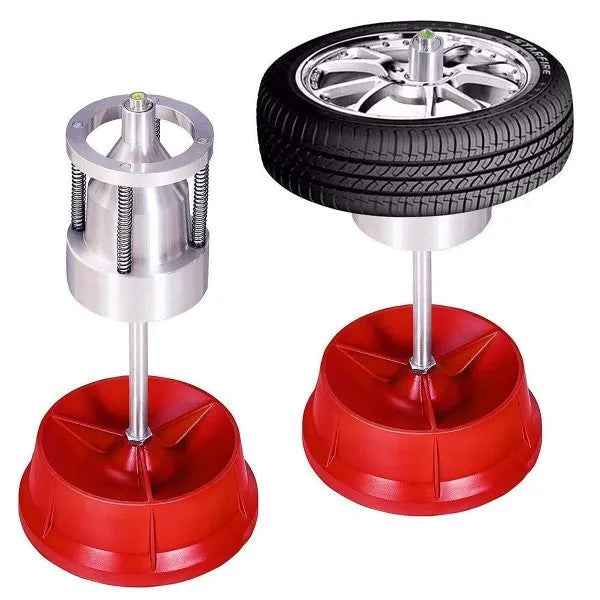 Portable aluminium hub balancer for car and truck tyres with bull's eye level and 11.5 inch base