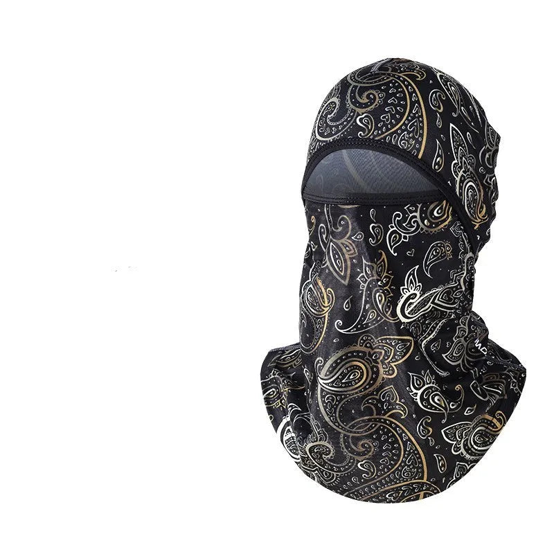 Cotton motorcycle riding head cover with dome cap design and included gloves for autumn winter travel protection