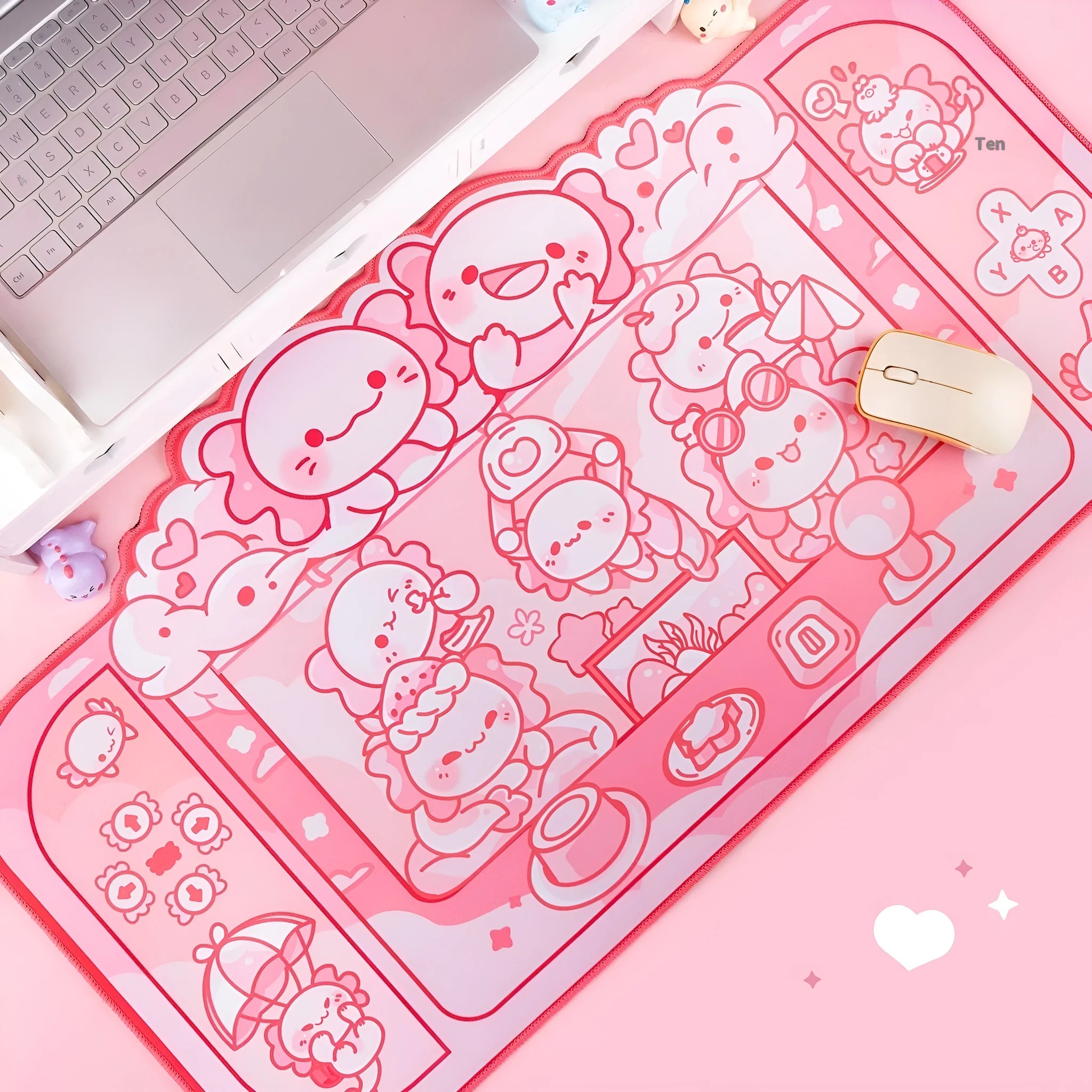 Hexagonal dragon crane machine pattern on 75×40cm cloth mouse pad with wrist support