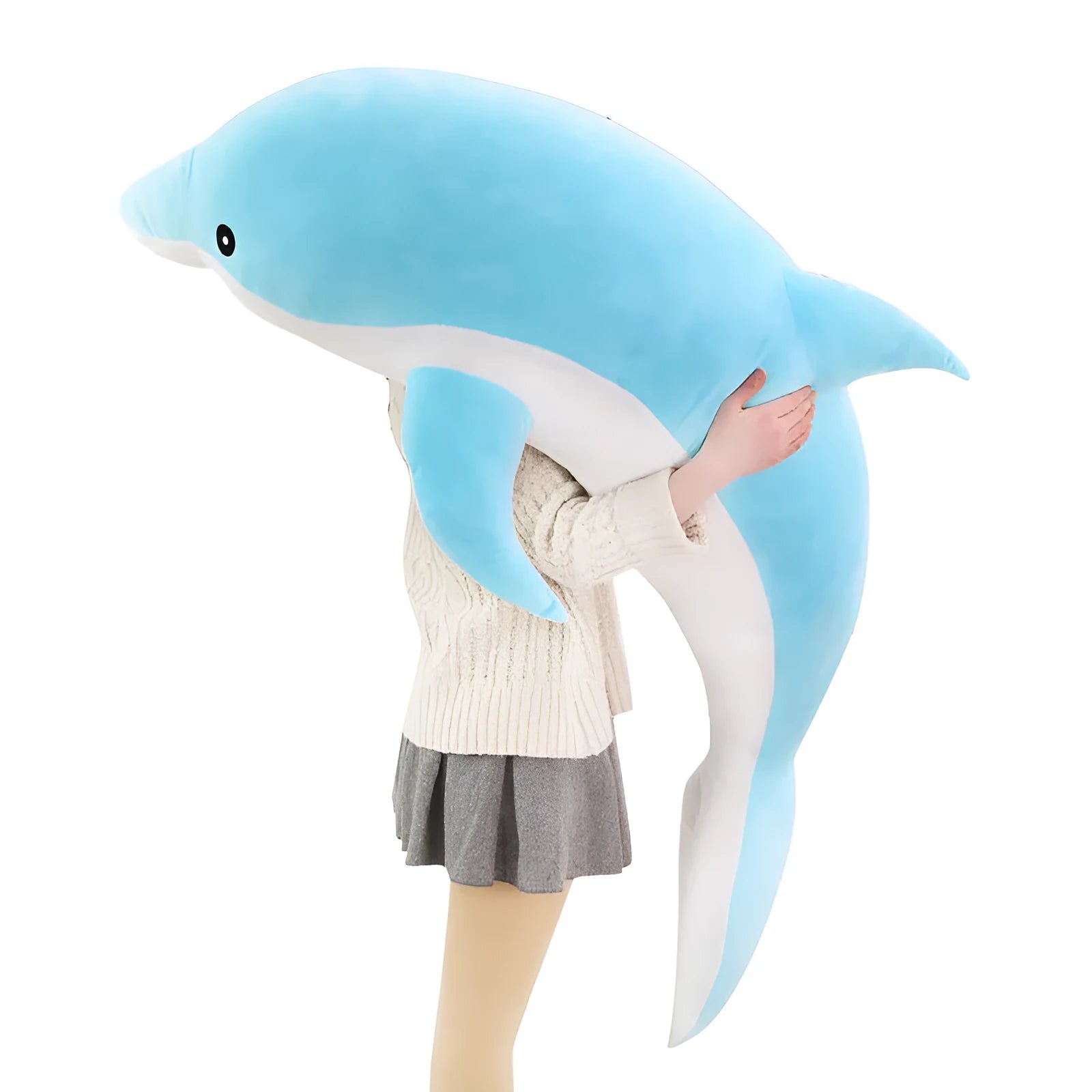 Crystal super soft dolphin plush toy in blue with PP cotton filling