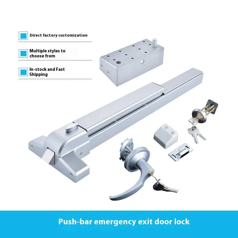 Stainless steel fire door push lock with external handle for 65cm baked paint doors