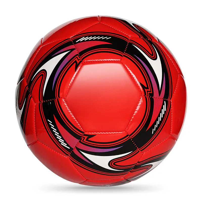 PVC machine-sewn training football in multiple sizes and colour designs including Red Dragon Roll and Tornado patterns