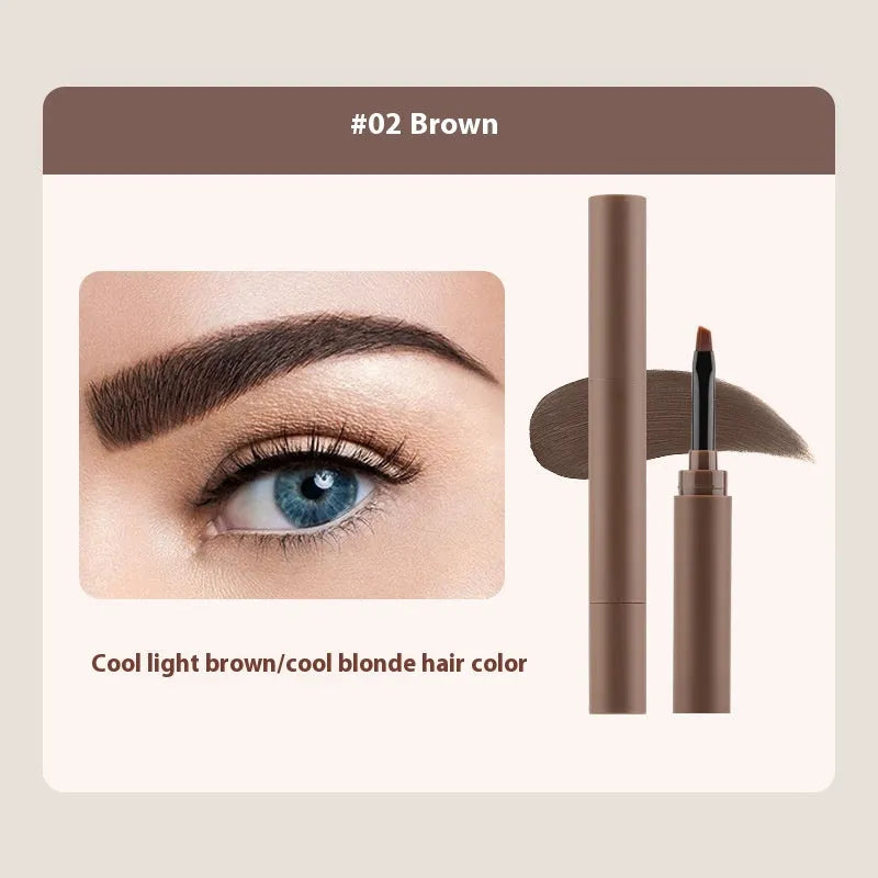 Double-headed eyebrow cream for shaping and colouring, shown in five shade options.