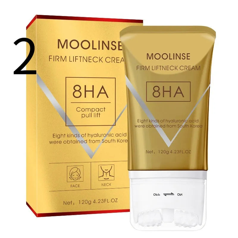 Neck moisturising cream with roller applicator for dry skin application