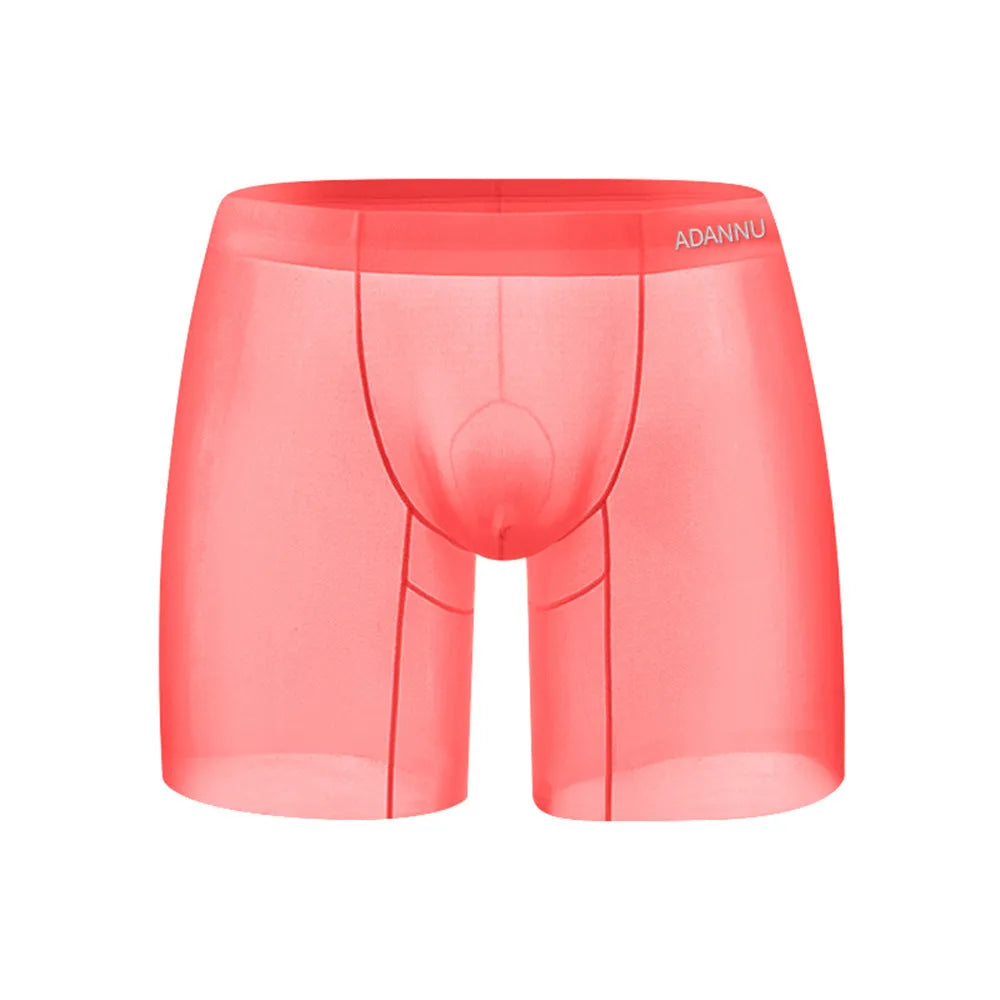 Men's seamless low-waist boxer shorts in orange nylon fabric