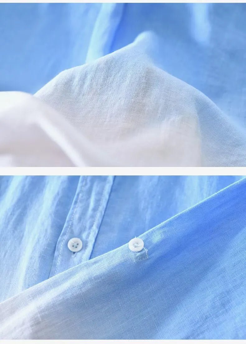 Casual loose top coat in hemp polyester blend fabric available in dark blue, light blue and yellow colours