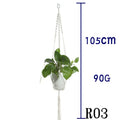 Beige cotton rope flower pot net bag handmade plant hanger hanging basket sling with adjustable bottom