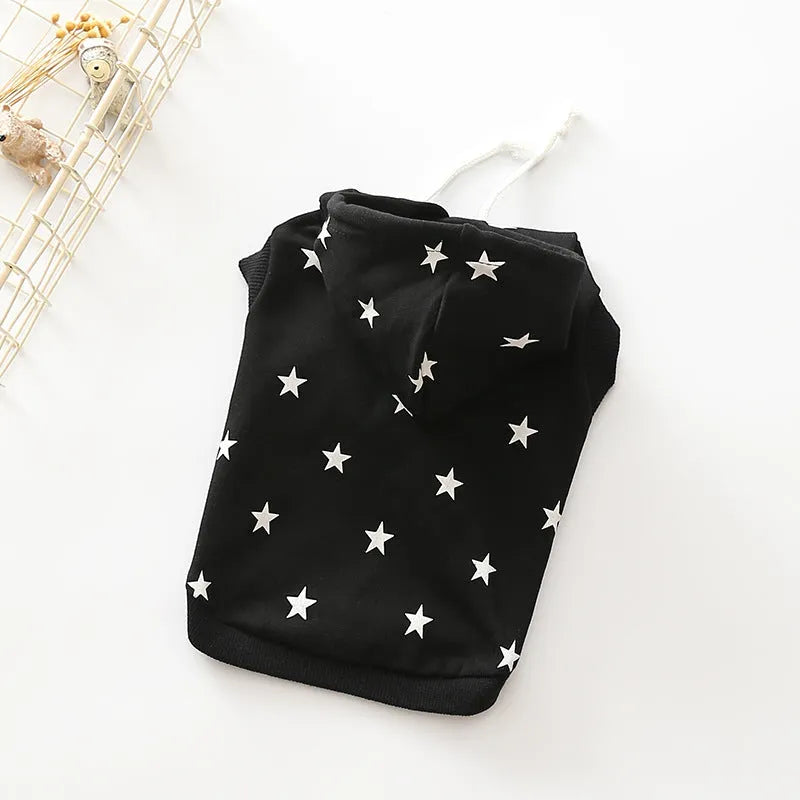 Black cotton printed pet sweater for dogs and cats, casual style