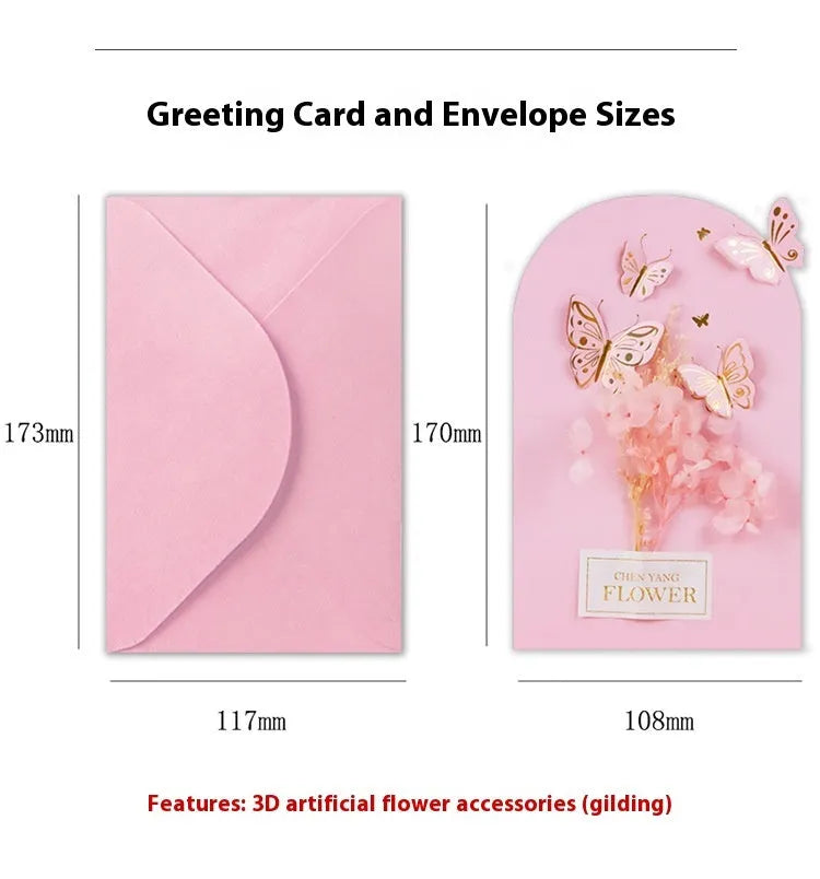 Boxed 3D butterfly birthday card with decorative accessories and envelope