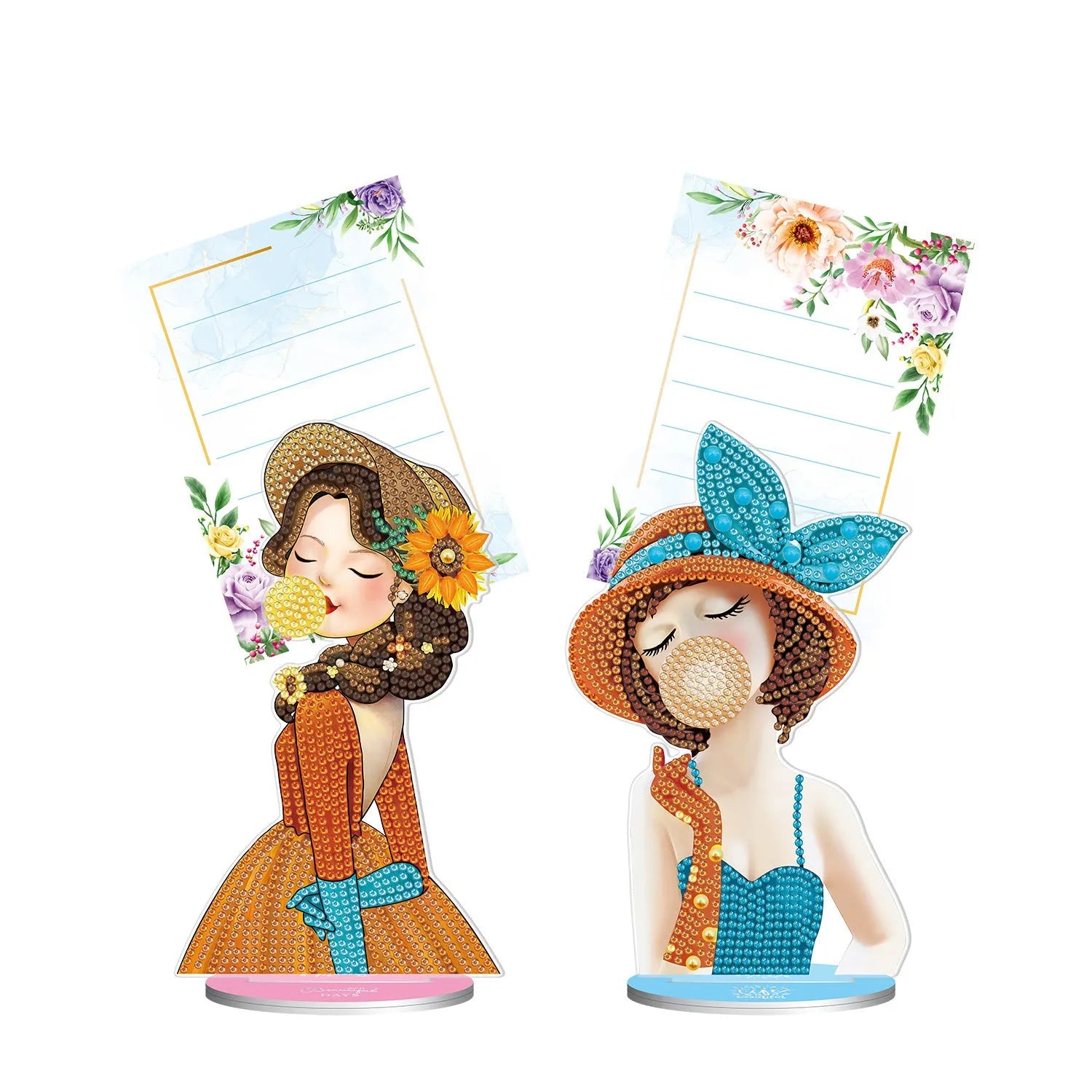 American style handmade diamond painting note clip with frameless decorative art on desktop