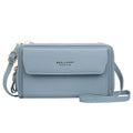 Ladies soft PU leather diagonal messenger wallet bag with double zipper in horizontal square shape