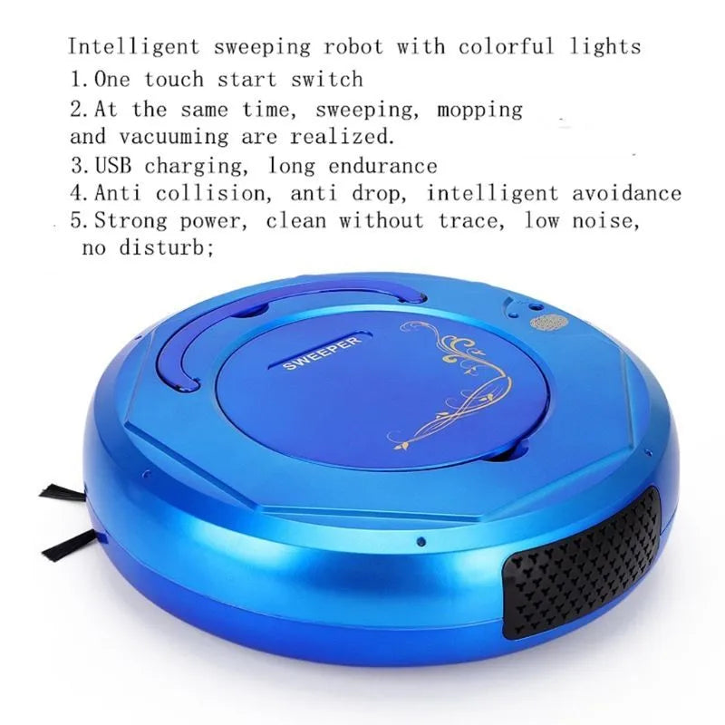 Lazy Smart automatic floor sweeping robot vacuum cleaner in blue, black, or white colour