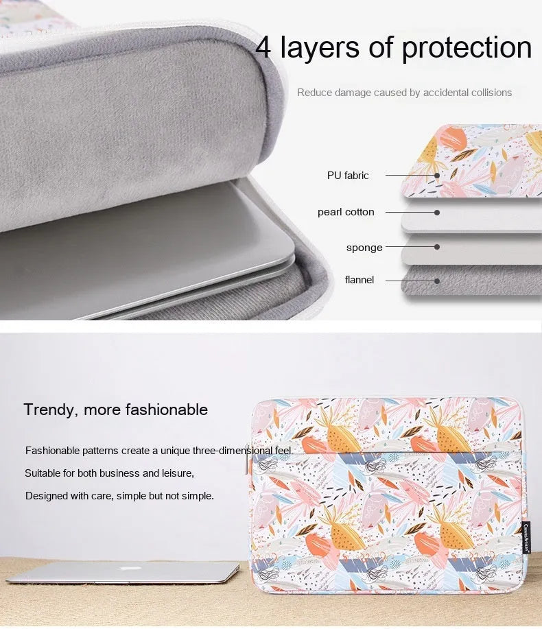 White PU leather waterproof laptop inner bag shown in 14-inch size
