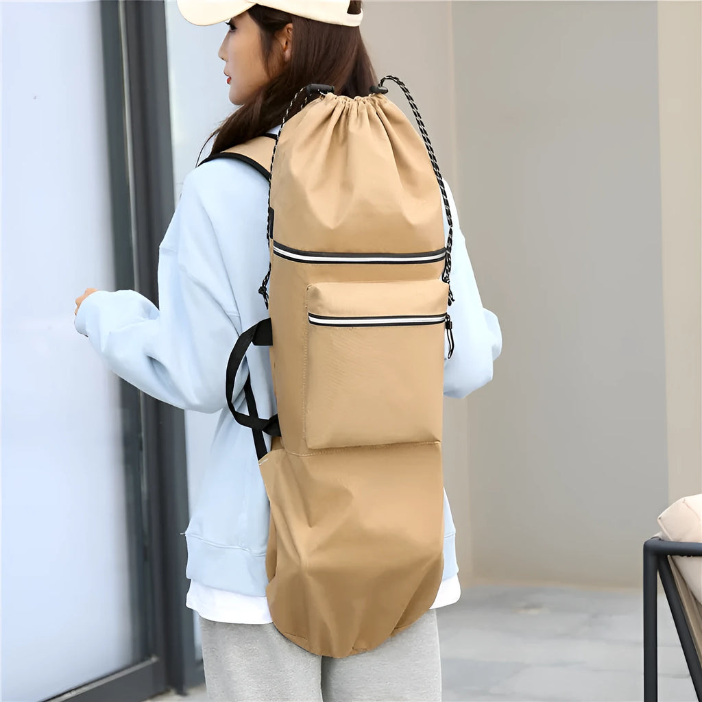 Waterproof nylon skateboard backpack for yoga and outdoor sports with multiple colour options