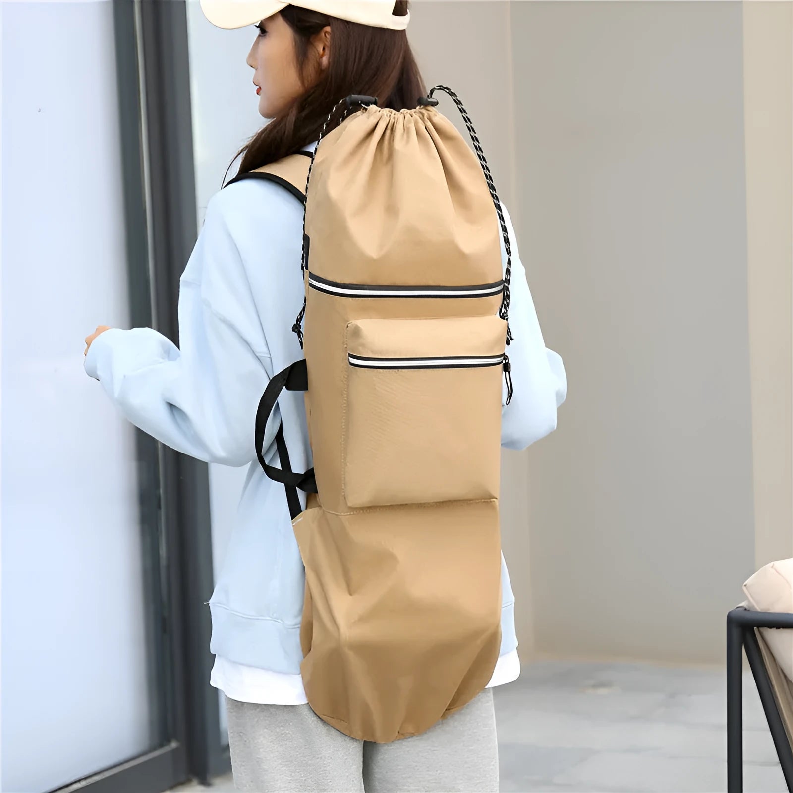 Waterproof nylon skateboard backpack for yoga and outdoor sports with multiple colour options