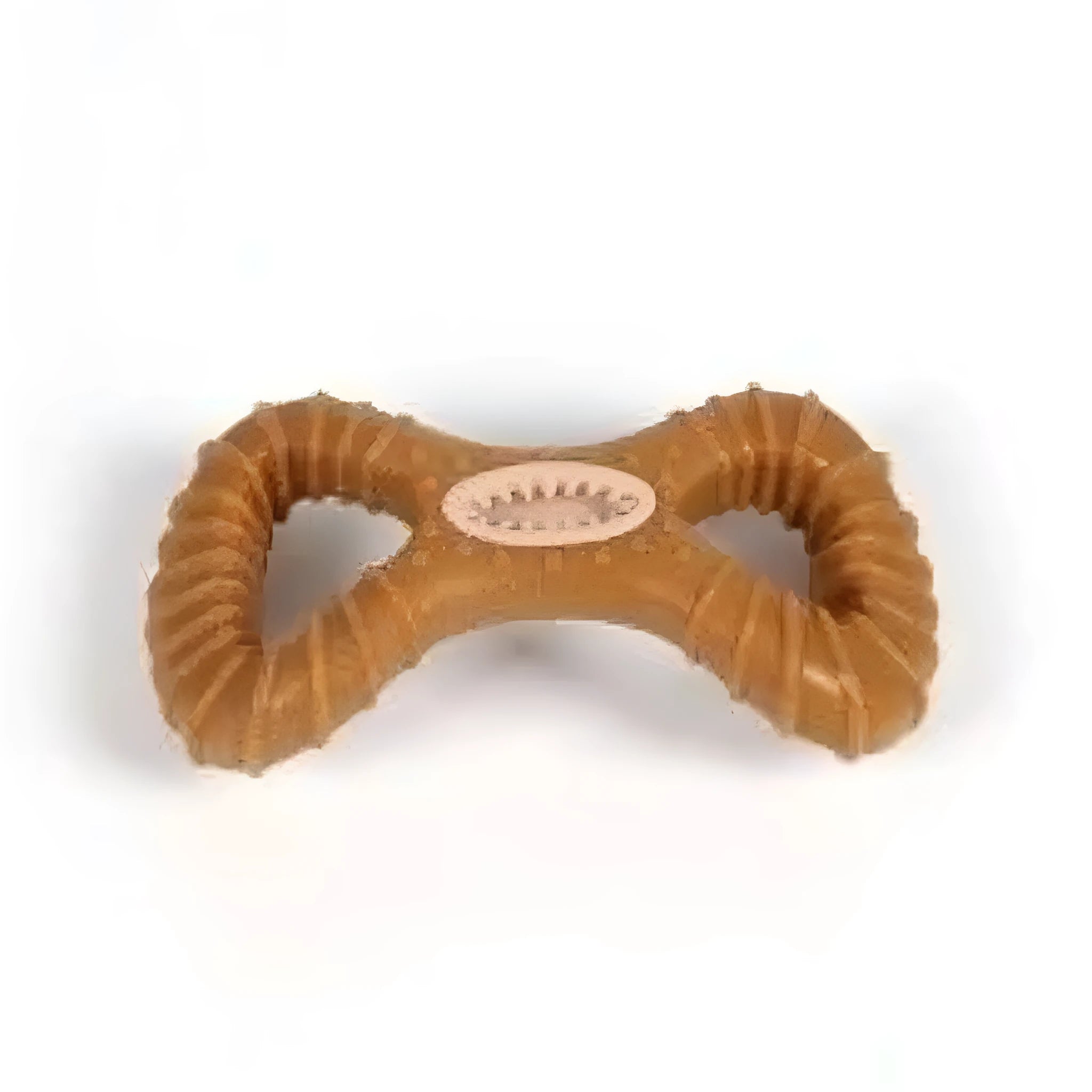 Two nylon dog chew bones showing 8 shape and Y shape designs for teeth cleaning