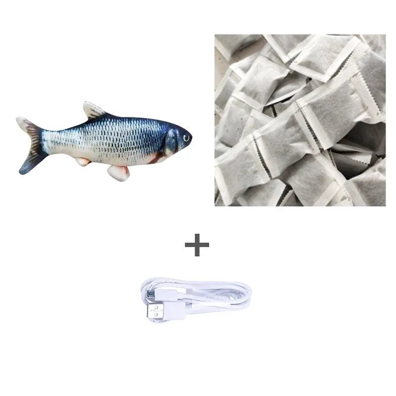 USB rechargeable electric jumping fish cat toy without catnip, 30cm multicolour electronic pet toy