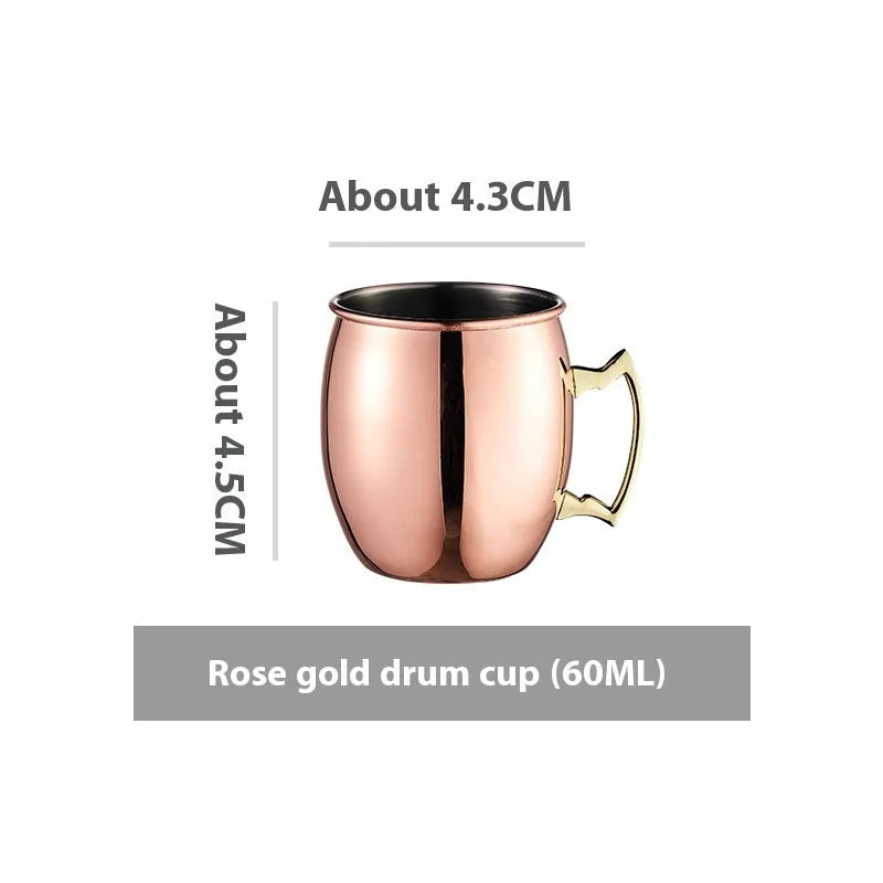 Stainless steel Moscow Mule cup with copper plating in hammer point style showing metallic finish.